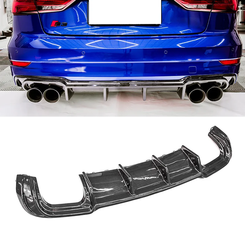 RS3 Dry Carbon Fiber  Rear Bumper Lip Car Diffuser Lip For Audi RS3 8V Sedan
