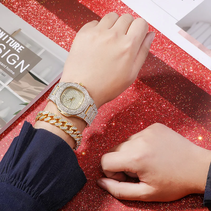 3 Piece Ladies Watch and Bracelet Set Gift Box with Diamond 