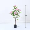 Pink hydrangea tree, 90cm tall (39 leaves, 6 flowers)