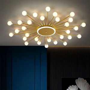 JACKSUN Milk Glass Bubble Fireworks Shape LED Ceiling Light Iron Middle Sized 30 Bulbs G4 Base Ceiling Lamp Living Room