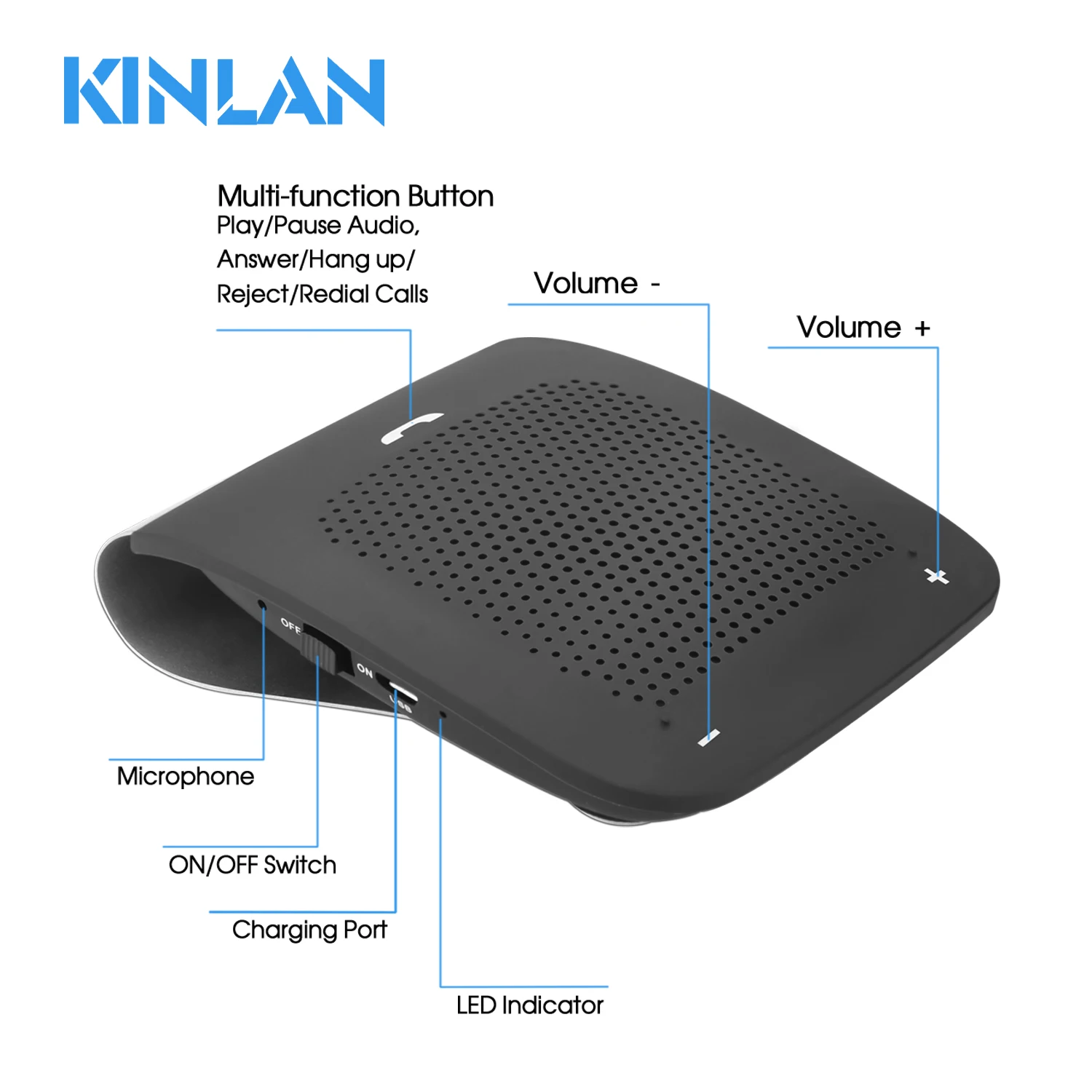KINLAN беспроводной динамик автомобильный комплект козырек с