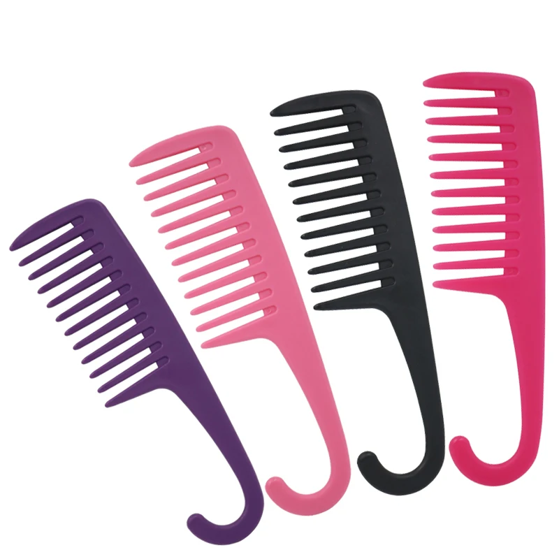 Большие широкие зубные гребни с крючком пластиковые распутывающиеся хорошо распутываются изогнутыми крючками расческа для уменьшения выпадения волос
