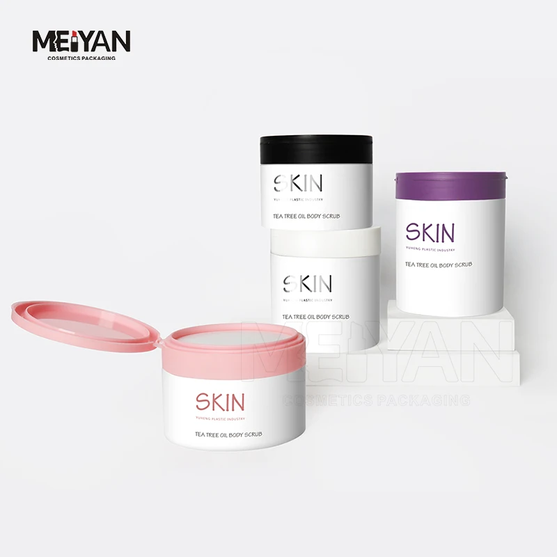 MYPACK Custom 200ml 250ml 350ml 450ml Frosted Matt Plastic Makeup Cleansing Toner Cotton Pads Jar Flip Cap with Tweezer