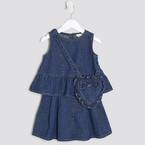 OEM ODM Girls' Children's European Style Summer Two-Piece Denim Outfit Sets 100% Cotton Soft Fabric