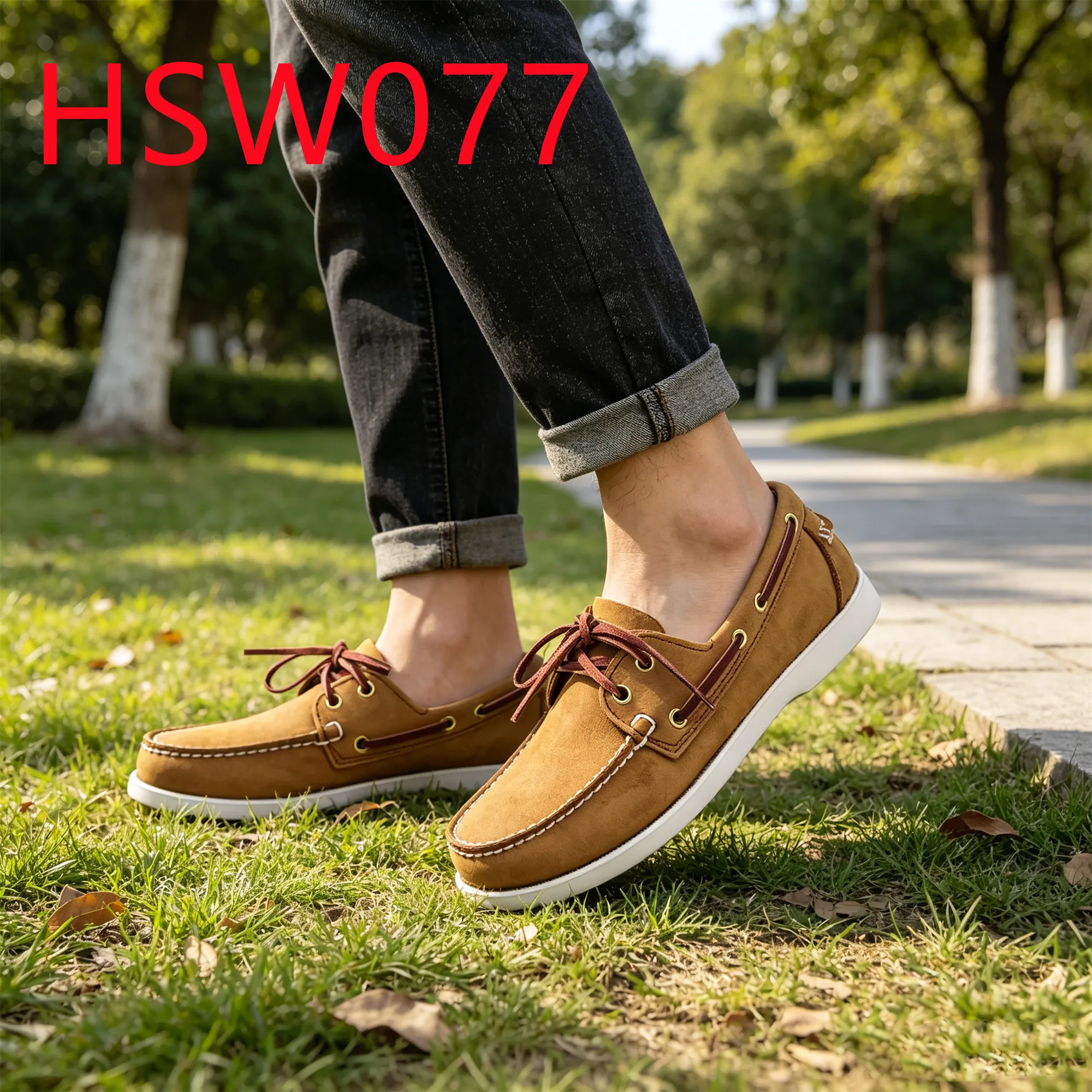 HY,Resort Wear Relieving Foot Pressure Flat Fashion Loafer Shoes Top Level Nubuck Leather Honey Color Handmade Boat Shoes HSW077