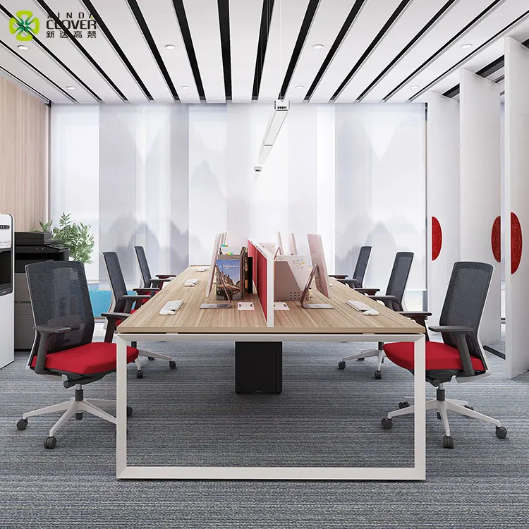 1400mm Offical Modern Working Table 6 Person Office Workstation Desk Metal Iron Office Furniture Set Cheap 10 Years