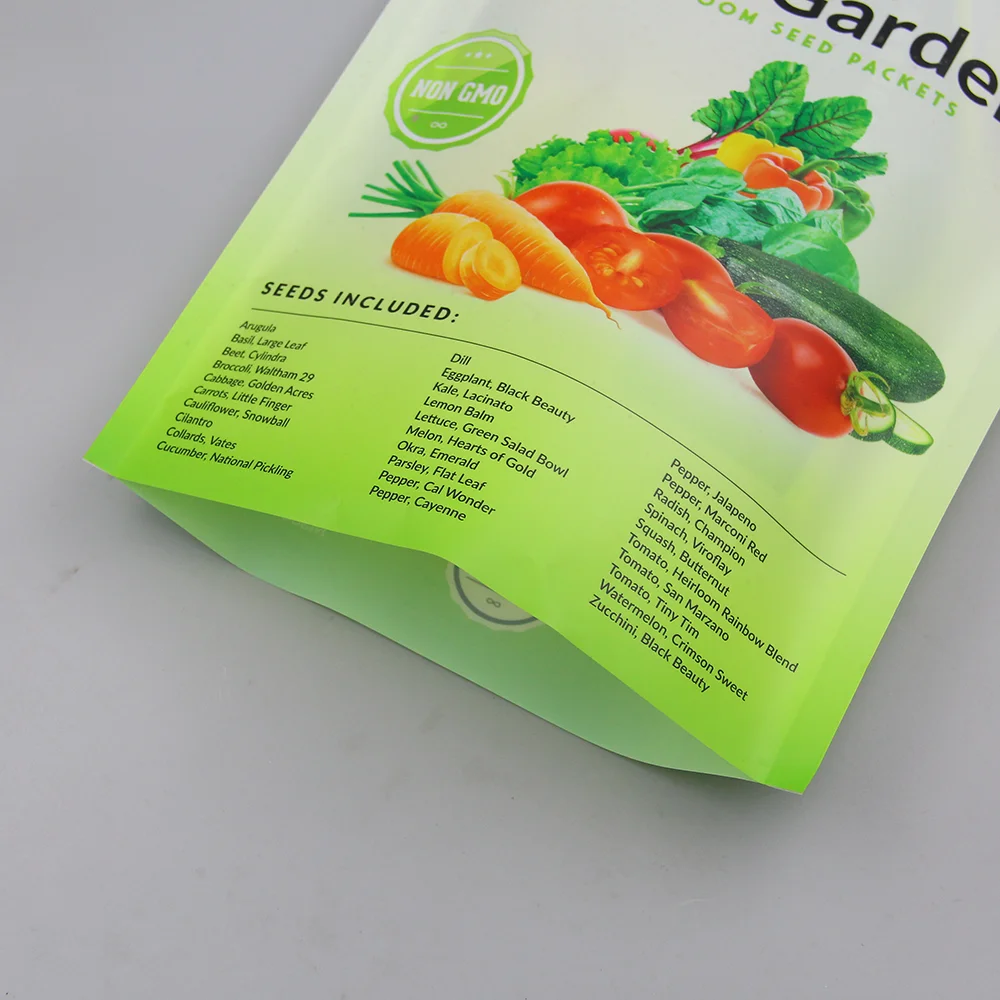 High Quality 3 Side Seal Vegetable and Fruit Agricultural Seed Packaging Bag
