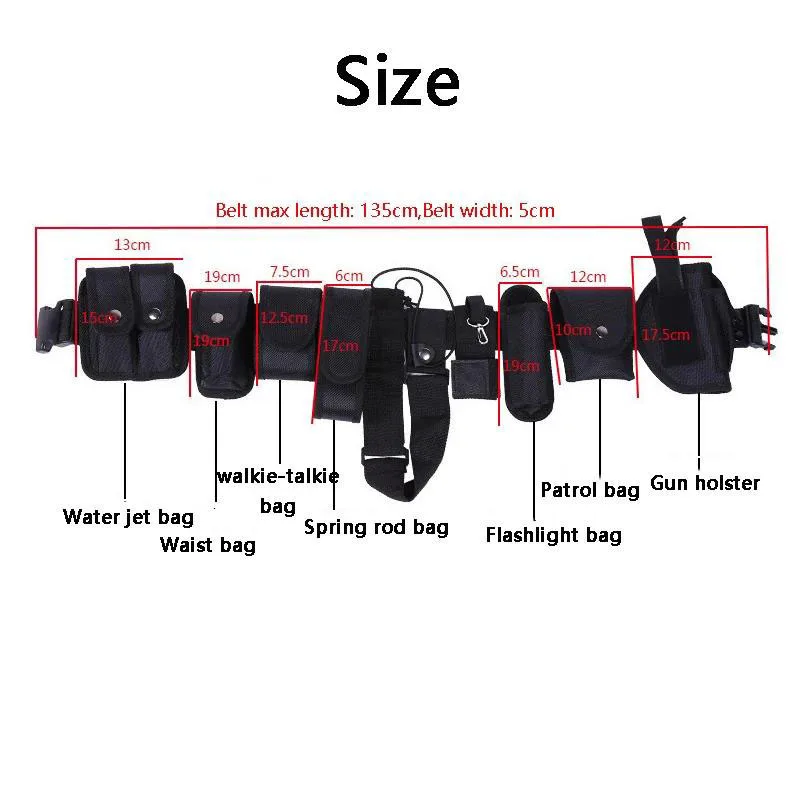 Tactical Belt Duty Belt Set Adjustable Nylon Security Belt Multifunctional Hunting Holster Flashlight Pouch Set