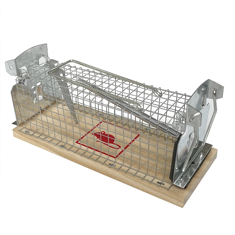 Small Reusable Humane Animal Hunting Trap Wooden Base Wire Mesh Mouse Rat Trap Cage