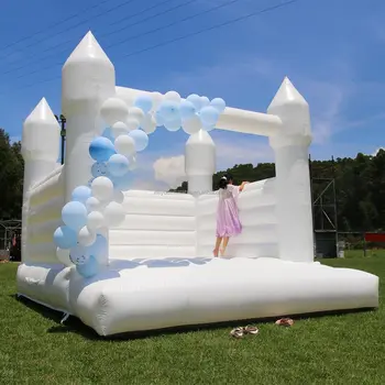 Custom-Size 13x13 White Bounce House Inflatable Bouncy Castle Commercial Adult Bouncer with Wedding Slide for Kids