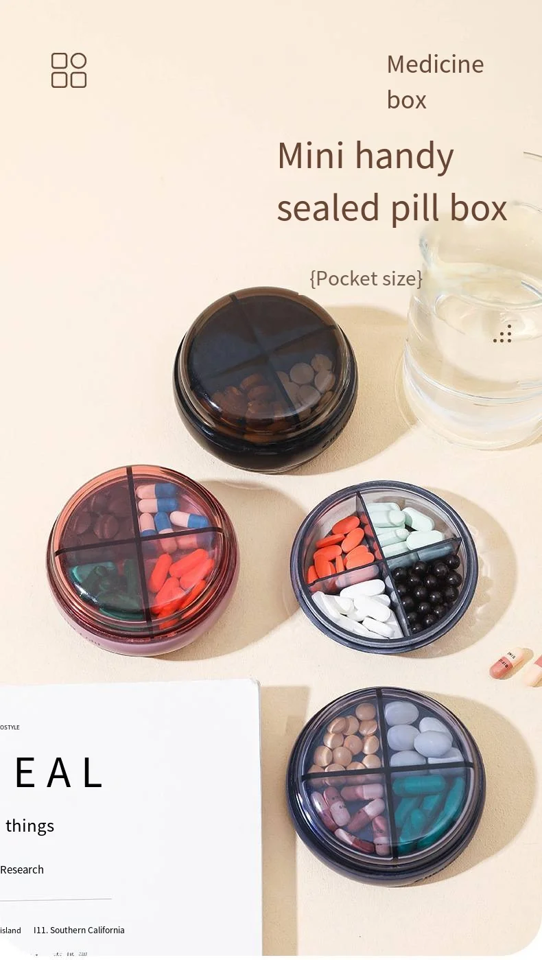 New double-layer mini portable medicine box is a round sealed moisture-proof medicine box factory