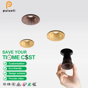 Cut Out 25MM 35MM 45MM 3W 5W 7W Recessed Aluminum COB LED 30° Spotlight 3000K/3500K/4000K Walnut Log Color Indoor Downlight