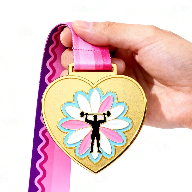 Fabricante de Medalha Esportiva Transgênero Personalizada com Fitas Medalha de Finalista em Liga de Zinco Metálica Dourada de Alta Qualidade com Esmalte 3D