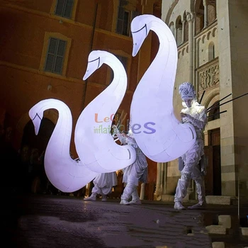 Customized Parade Walking inflatable goose costume inflatable white goose puppet with led lights for advertising