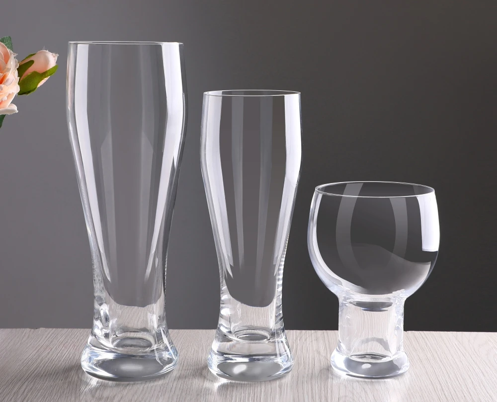 Custom Logo Durable Crystal Clear Heavy Base Bar Craft Large Capacity Pilsner Weizen Tulip Pub Wheat Beer Drinking Glass