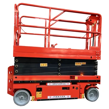 Small mobile single person scissor lift, electric hydraulic scissor lift for sale