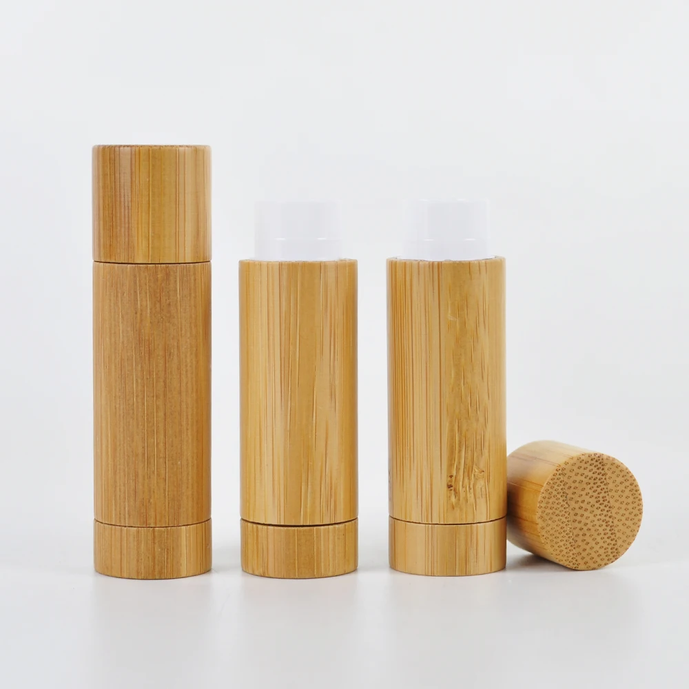 Wholesale Refillable Eco Friendly Biodegradable 5ml Bamboo Lipstick Packaging Empty Bamboo Lip Balm Tubes