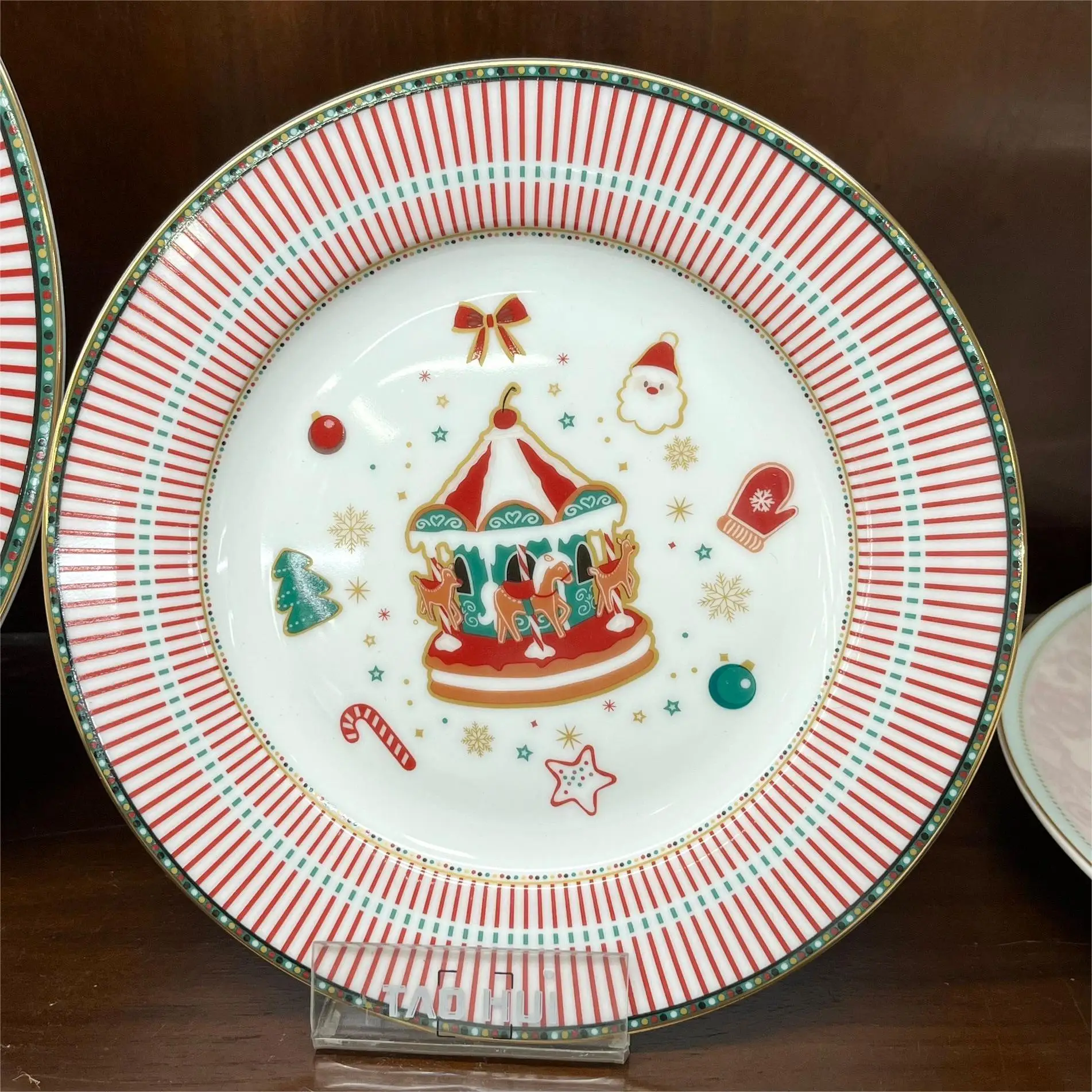 Home Christmas Multicolor Ceramics Fine Bone China Dinnerware Set