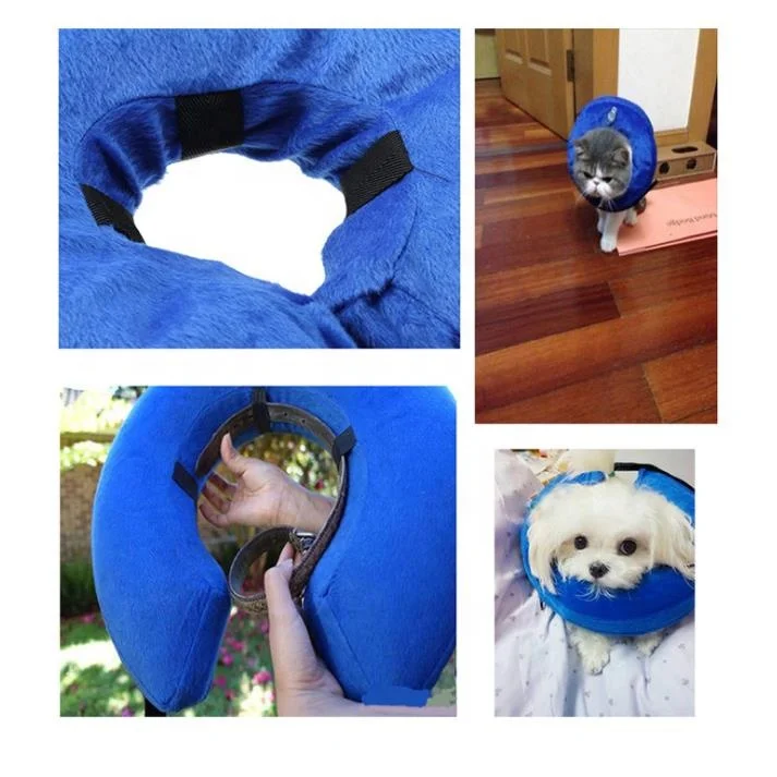 Soft Cozy Plush Inflatable Dog Cone Collar Adjustable Durable