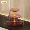 Three-tiered fruit platter - transparent pink