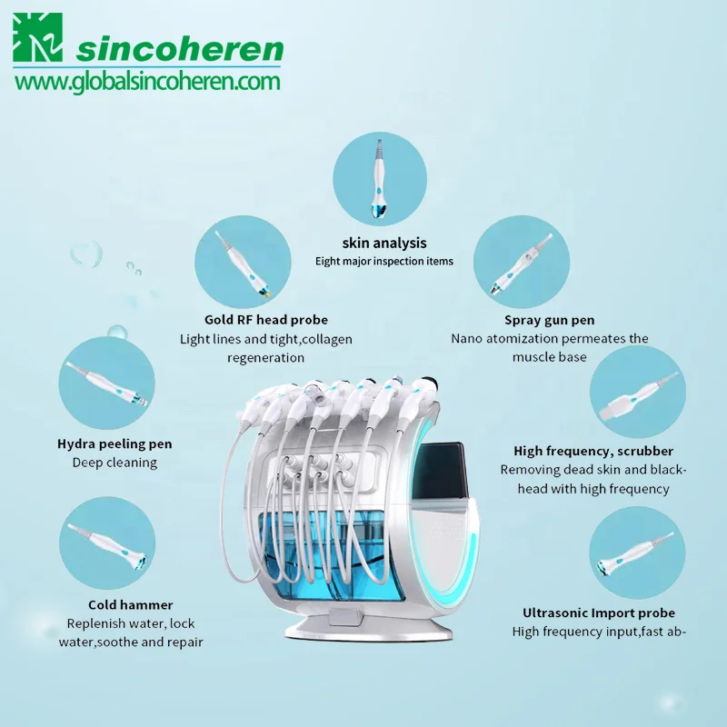 Портативный 7 в 1 аппарат для микродермабразии очистки воды кислородной струйной гидродермабразия лица анализатор