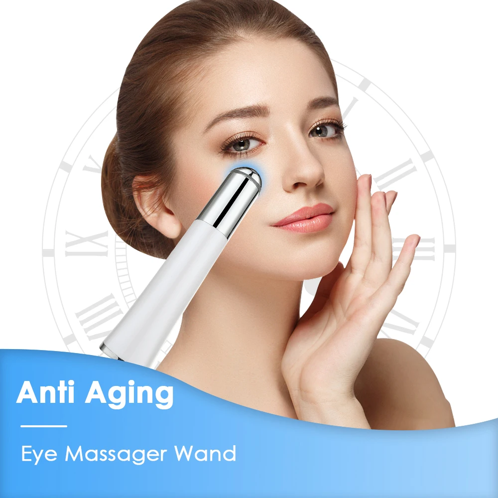 Anti Aging Dark Circles Removal High Frequency Vibration Eye Care Beauty Pen Eye Massager Wand With Heat