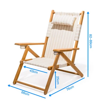 Sling Folding Outdoor Lazy Rest Beach Lounger Hotel Beach  Frame Swimming Pool Lounge Wooden Sun Deck Chair