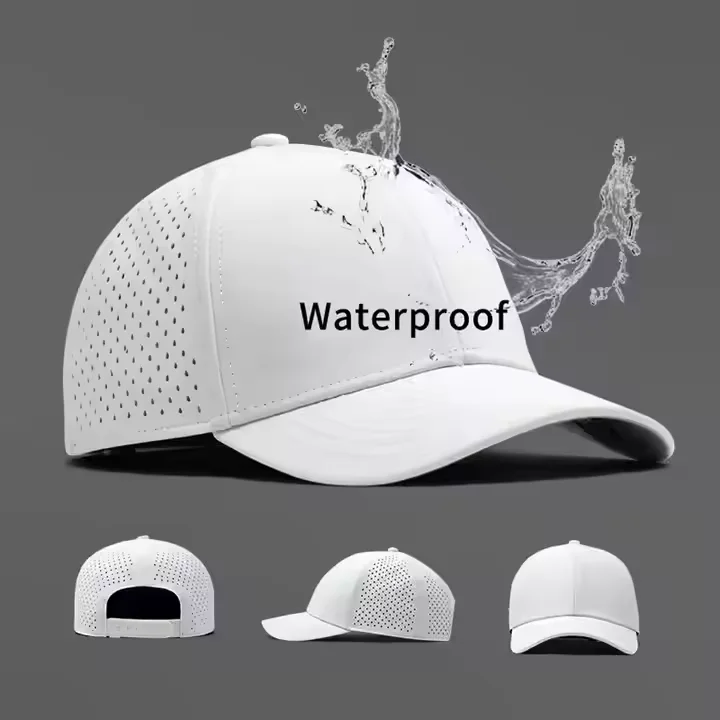 Customized Waterproof Baseball Cap Laser Cut Hole Perforated Hat Perfomance Custom Blank Golf Hats