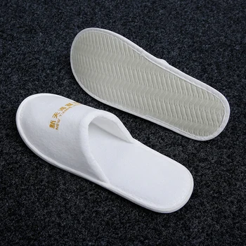 High quality 5mm EVA sole customized logo hotel slippers individually packaged disposable slippers