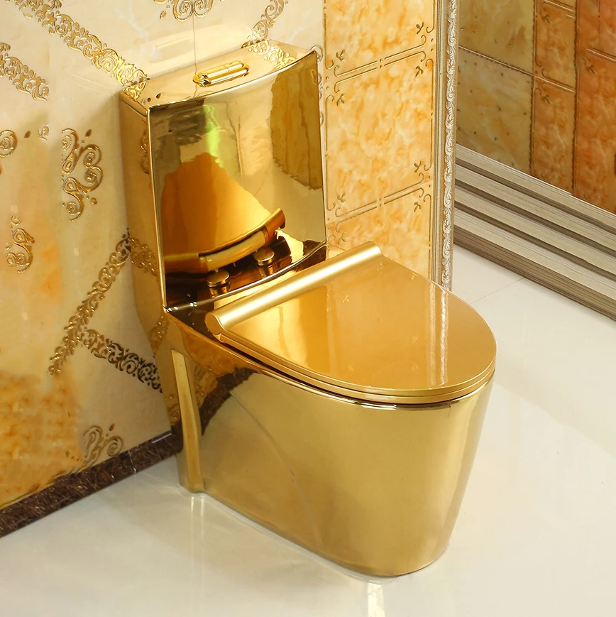 Bathroom Floor Mount Dubai Electroplated Golden Plated Color Wc Luxury