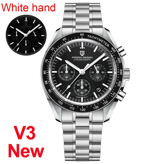 ★超美品　 PAGANI DESIGN PD-1701 (ブラック/ホワイト) Pagani Design PD-1701 | Seiko VK63 | Sapphire Crystal