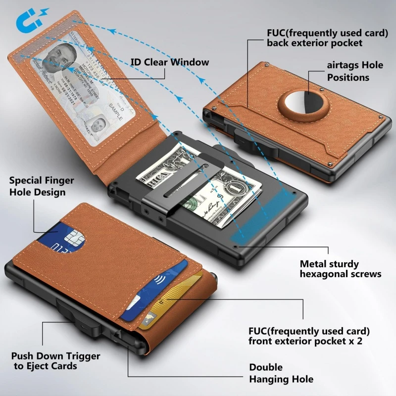 Luxury Card Holder RFID Blocking Wallet with Built-In Blue Tooth Tracker Credit Card Wallet Luxury Card Holder RFID Blocking Wallet with Built-In Blue Tooth Tracker Credit Card Wallet