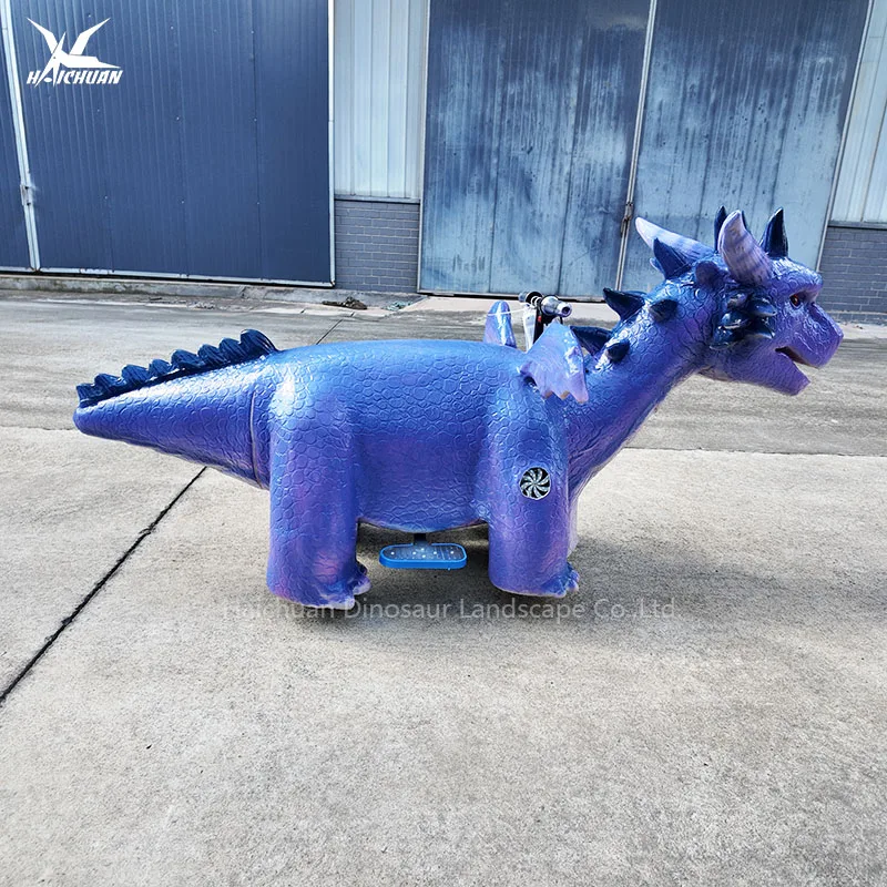 Attractive Hot Sale Kids Amusement Park Animatronic Dragon Rides Battery Car with Glowing Eyes Flash Lights