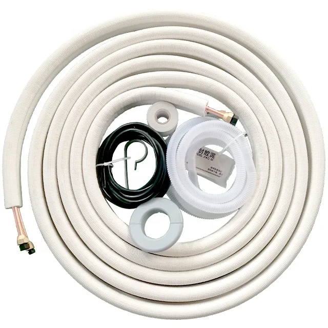 Insulated White PE Air Conditioner Tube Copper Pipe Line Set Kit