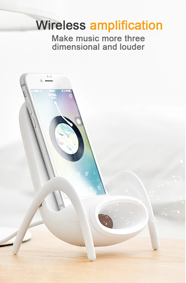 Wireless Charger Charging Bracket  Creative small seat speaker Mobile phone holder Multi-function 10W charging stand for fast