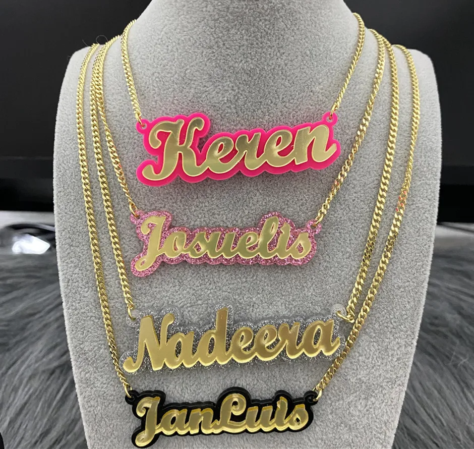 Hot Selling Custom Jewelry Diy Acrylic Name Plate Personalized