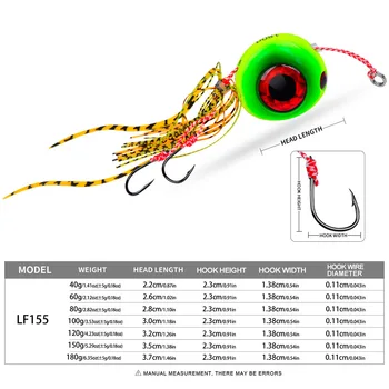 40g-120g Luminous Glow Lead Jigging Lure Slow Jig Head Rubber Skirts Assist Hooks for River Stream Sea Fishing Bass Carp Trout – Soft Lure – view 5