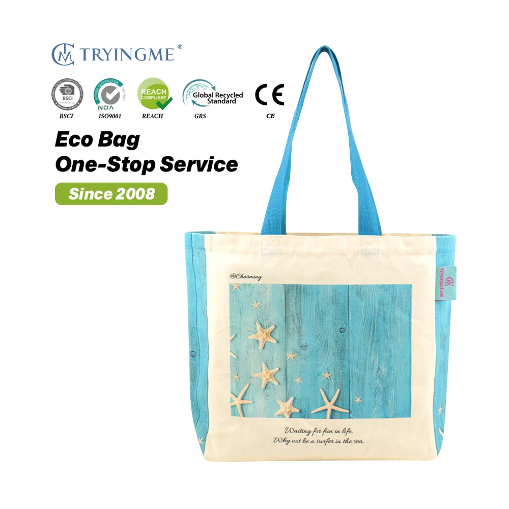 New Fashion Tote Bag Canvas Recyclable Environmentally Friendly Featuring Art Print Pattern