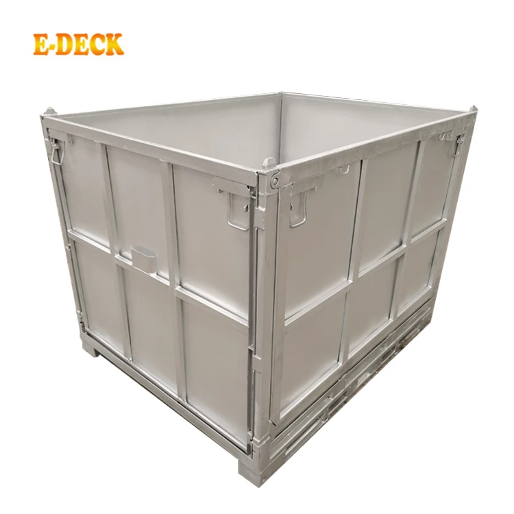 China welded logistic folding stackable galvanized metal steel storage box pallet