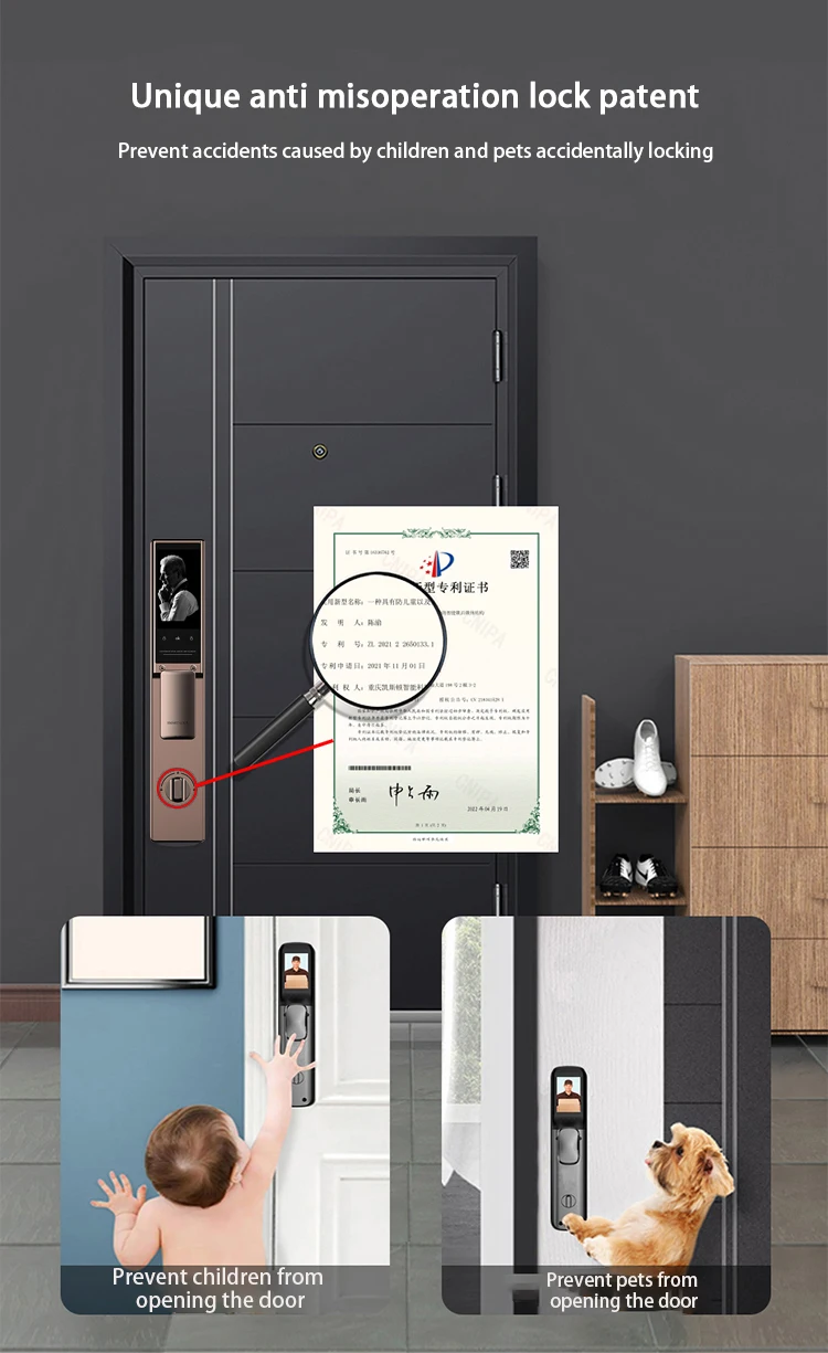 Fashionable and affordable price facial recognition smart door lock