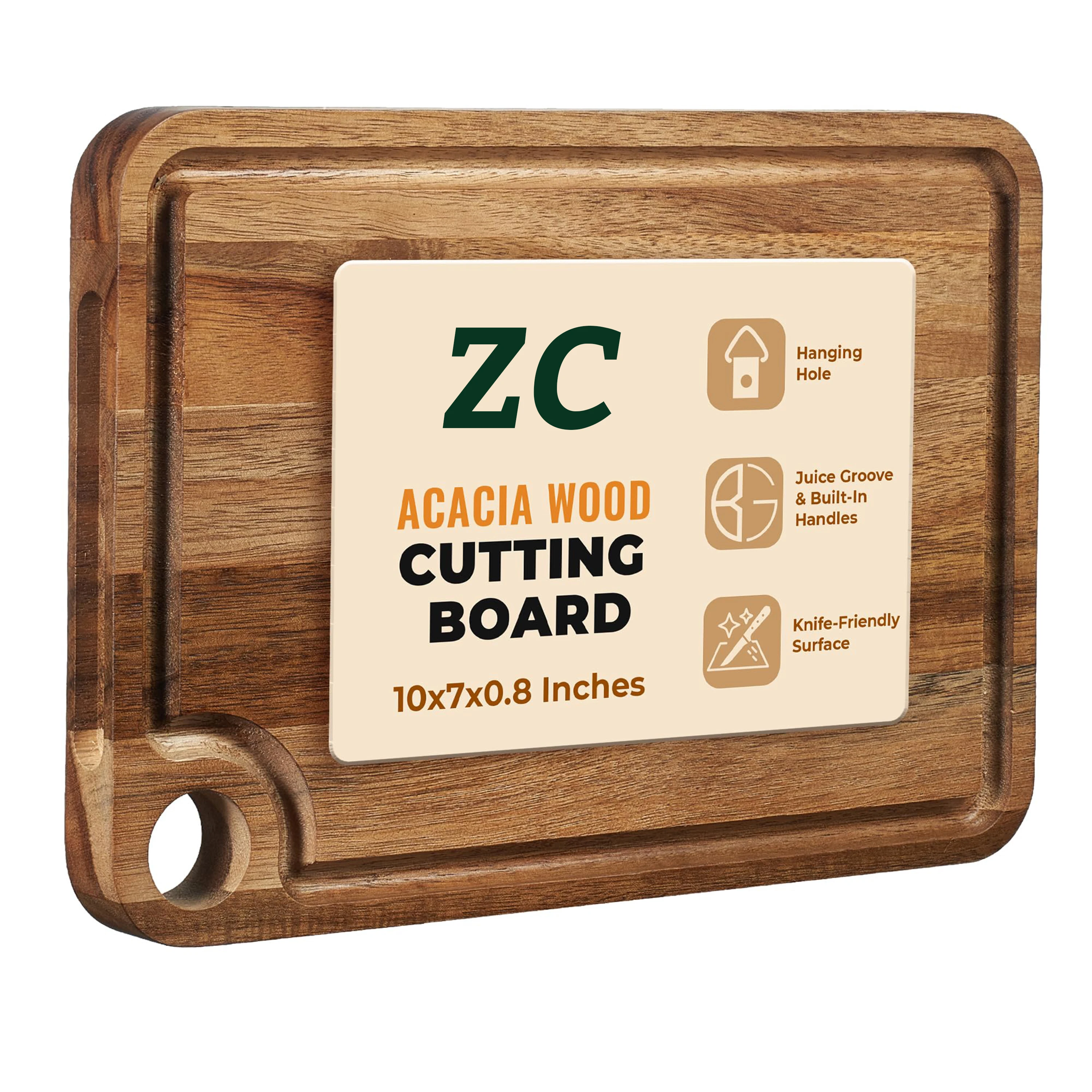 Acacia Wood Cutting Board for Kitchen Chopping Board Set With Juice Groove Built In Handle Hanging Hole Wholesale OEM ODM