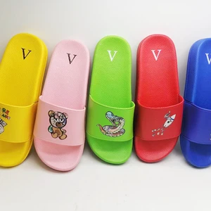 Plus Size Unisex Sandals Children Customized Slides Black Slides Women Men Custom Printed Slippers Slides No MOQ