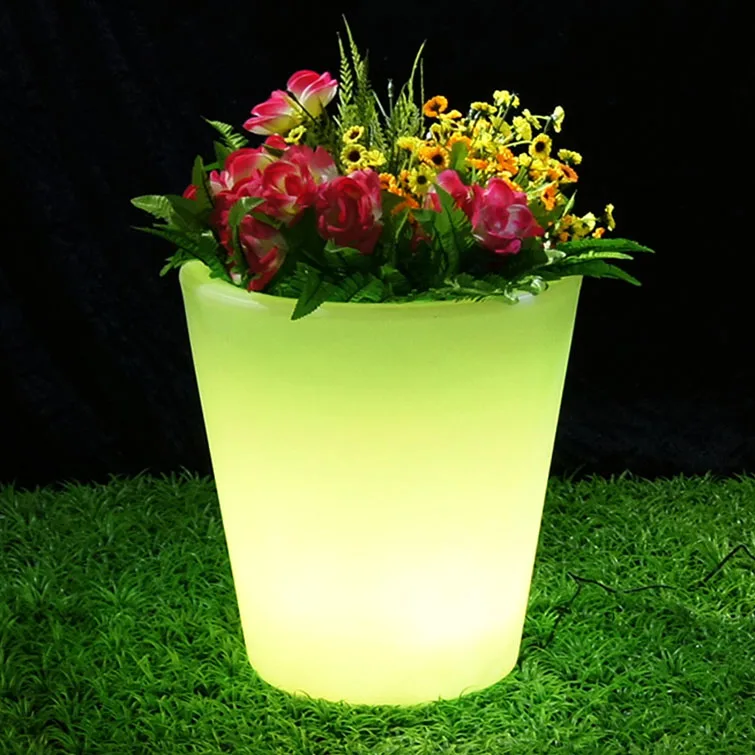 Rechargeable Large big middle small size outdoor furniture led flowerpot with light for floor