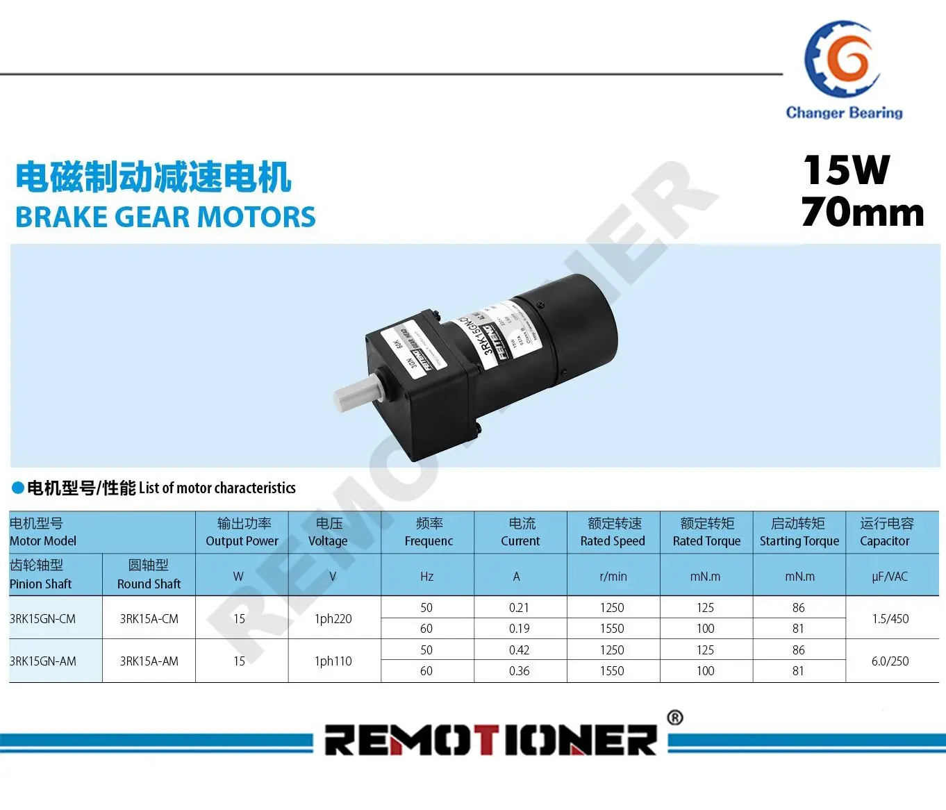 Ac Gear Motor Brake Gear Motor 15w200w Single Phase Three Phase Gear