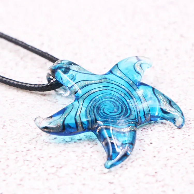 New Arrival Murano Lampwork Handmade Art Glass Starfish Pendant Necklace for Jewelry Making