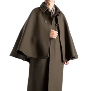 New Design Men's Wool Coat Fashion Single-Breasted Jacket Shawl Collar Wool Coat Men Brown Cashmere Coat Suitable for Casualwear