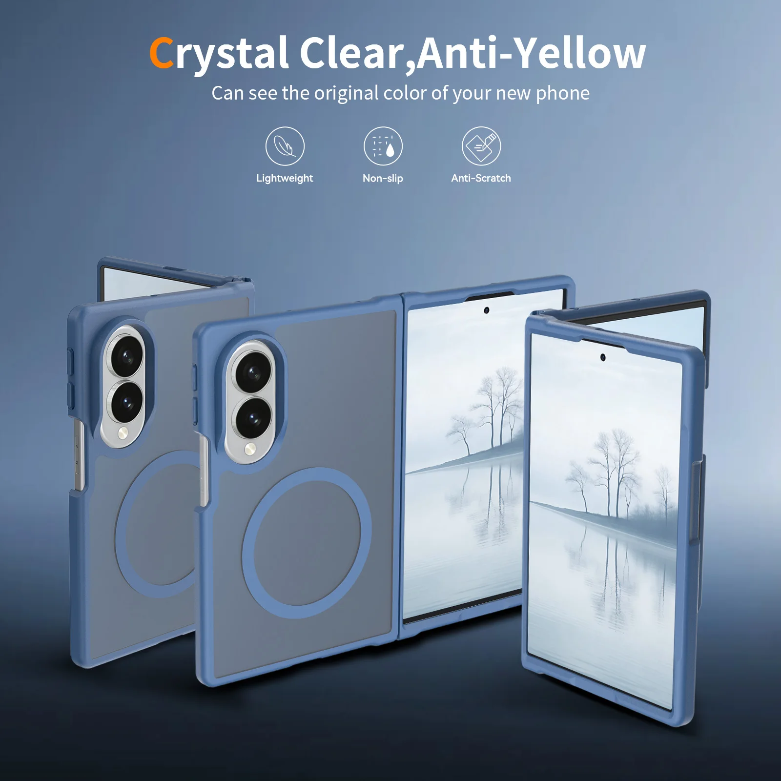 product luxury phone case for samsung galaxy z fold 8 wide magnetic soft matte clear covers shockproof cases hard pc protections-6