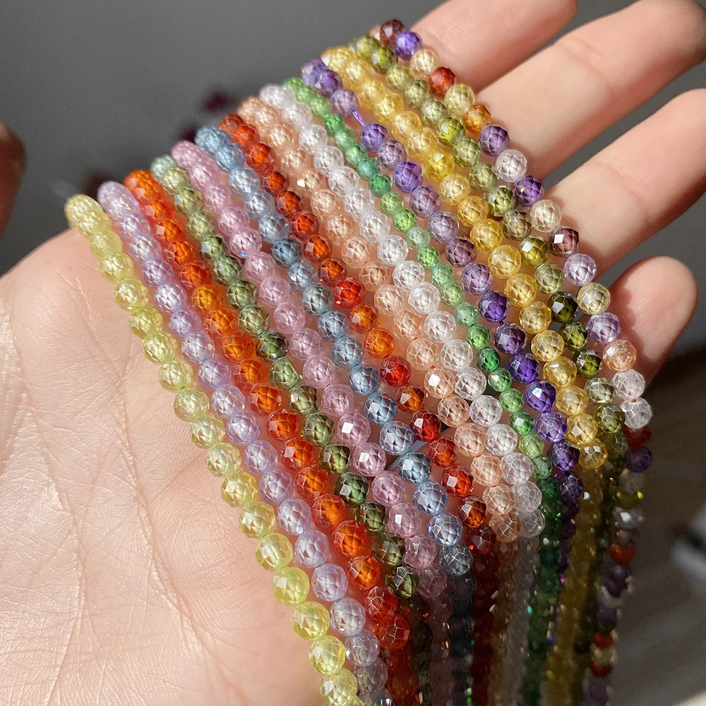 10pcs Gold Plated Cubic Zirconia Beads - 6mm Round Pave CZ Spacer Beads For Jewelry Making