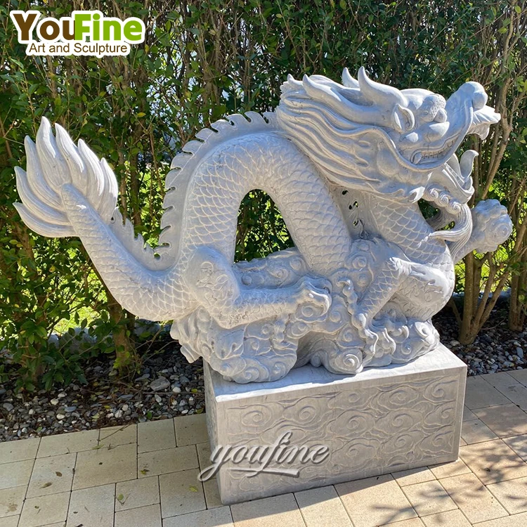 Life Size Garden Outdoor Hand Carved Natural Stone Marble Dragon Statue