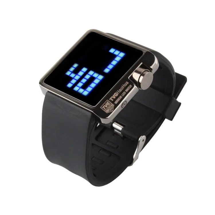 TVG 4G08 hot sale LED Digital kids Wrist Watch 2019 New Comfortable Silicone band Mirror Display Waterproof digital Watch Alibaba